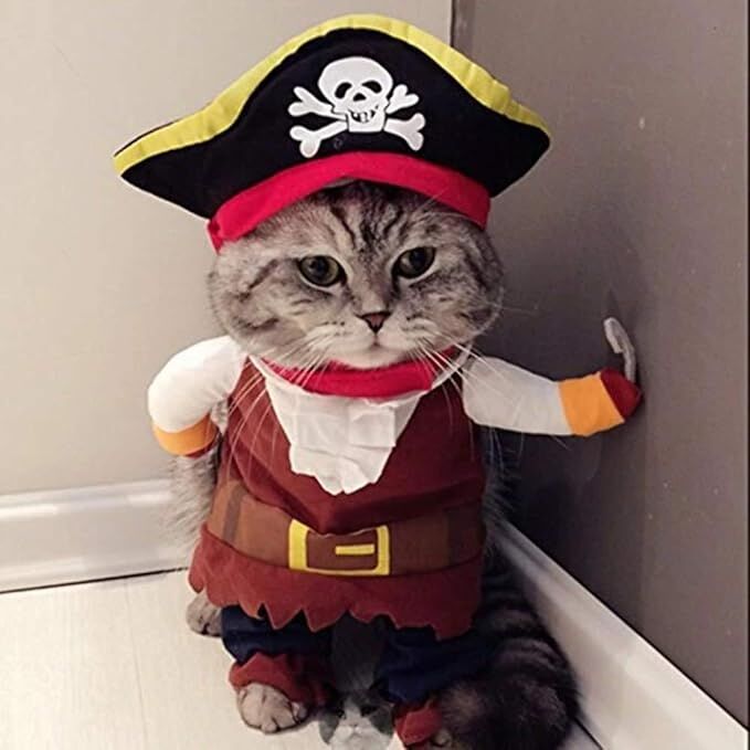 Pet products  New Funny Pet Clothes Pirate Dog Cat Costume Suit Corsair Dressing up Party Apparel Clothing for Cat Dog Plus Hat 