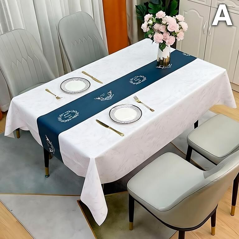 Waterproof Oilproof Washable Heat-Resistant PVC Tablecloth - 5 Patterns & Sizes for Home, Restaurant & Picnic Dining（D,220*138）