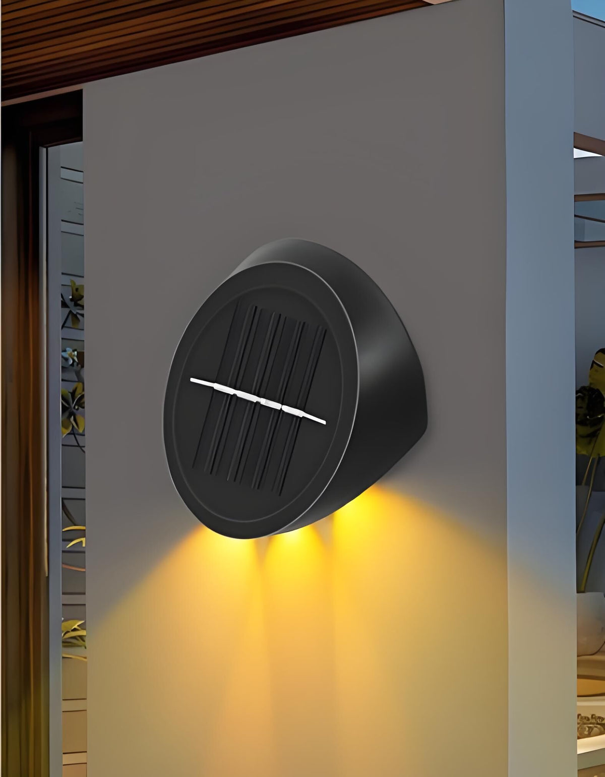 Solar Outdoor Wall Lights (2-Pack): IP44 Waterproof LED Sconces for Garden, Patio & Pathway Lighting（Warm light）