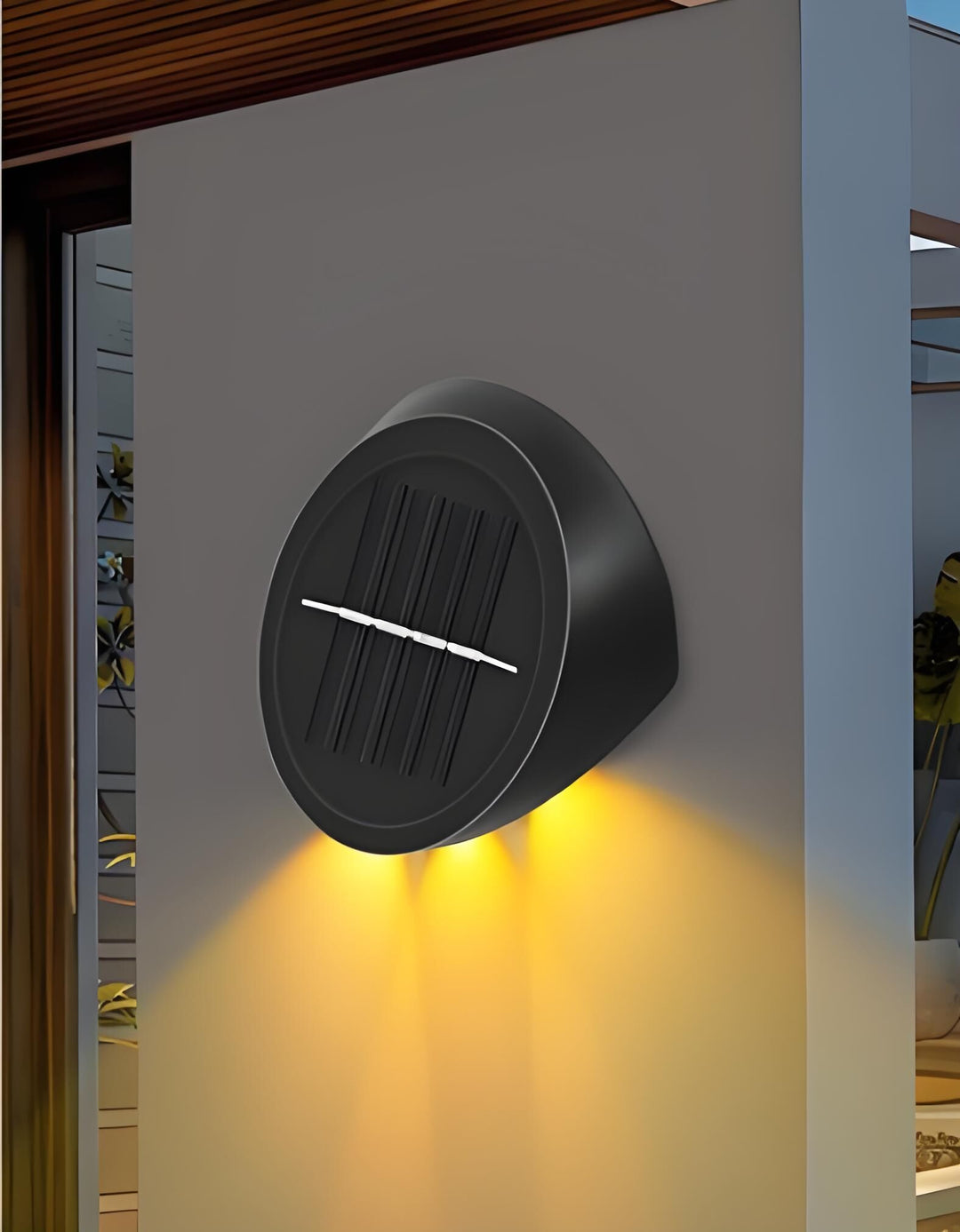 Solar Outdoor Wall Lights (4-Pack): IP44 Waterproof LED Sconces for Garden, Patio & Pathway Lighting（Warm light）