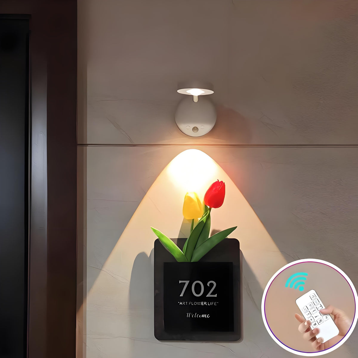 Wireless Smart LED Wall Light: Rechargeable, Motion-Sensor & Remote-Controlled, No-Drill Mount for Home Decor & Task Lighting