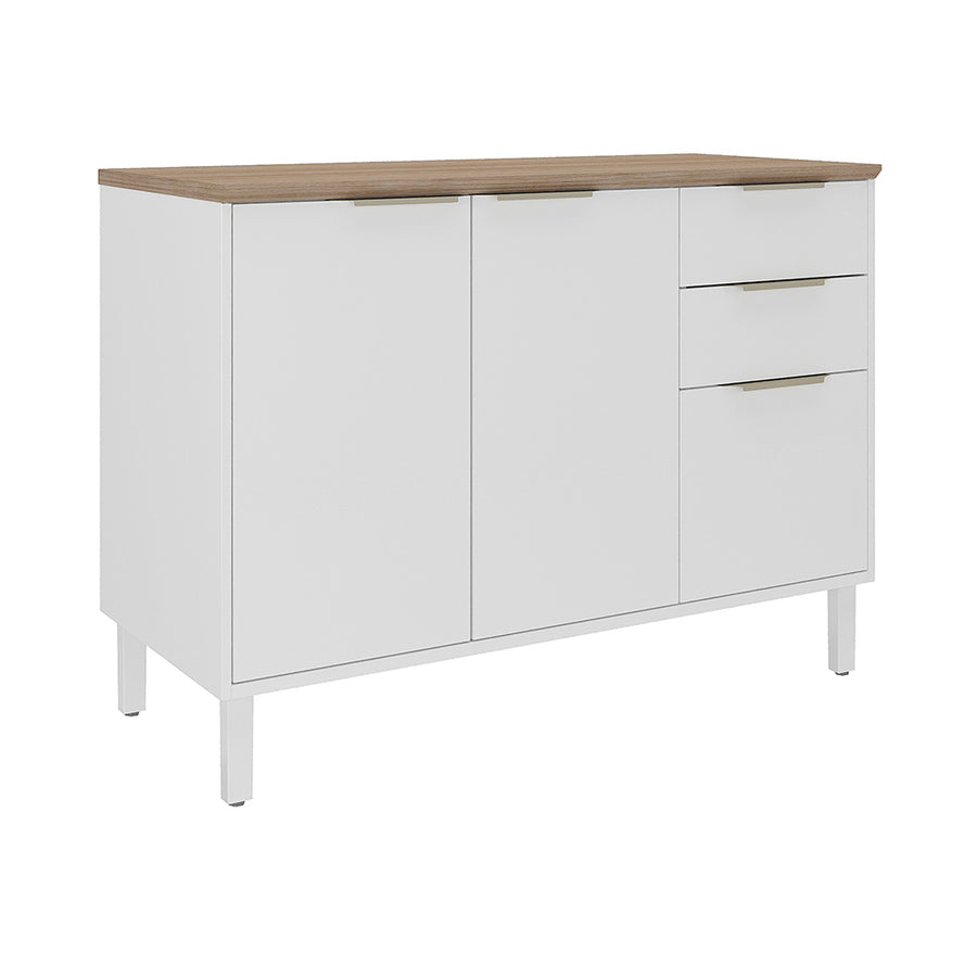 Base Kitchen Steel Cabinet/Cupboard with 3 Doors + 2 Drawers - Renova White Flat Pack DIY