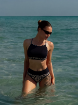 Halter Neck Tank Top Two Pieces Swimwear Women High Waist Bikini Size L