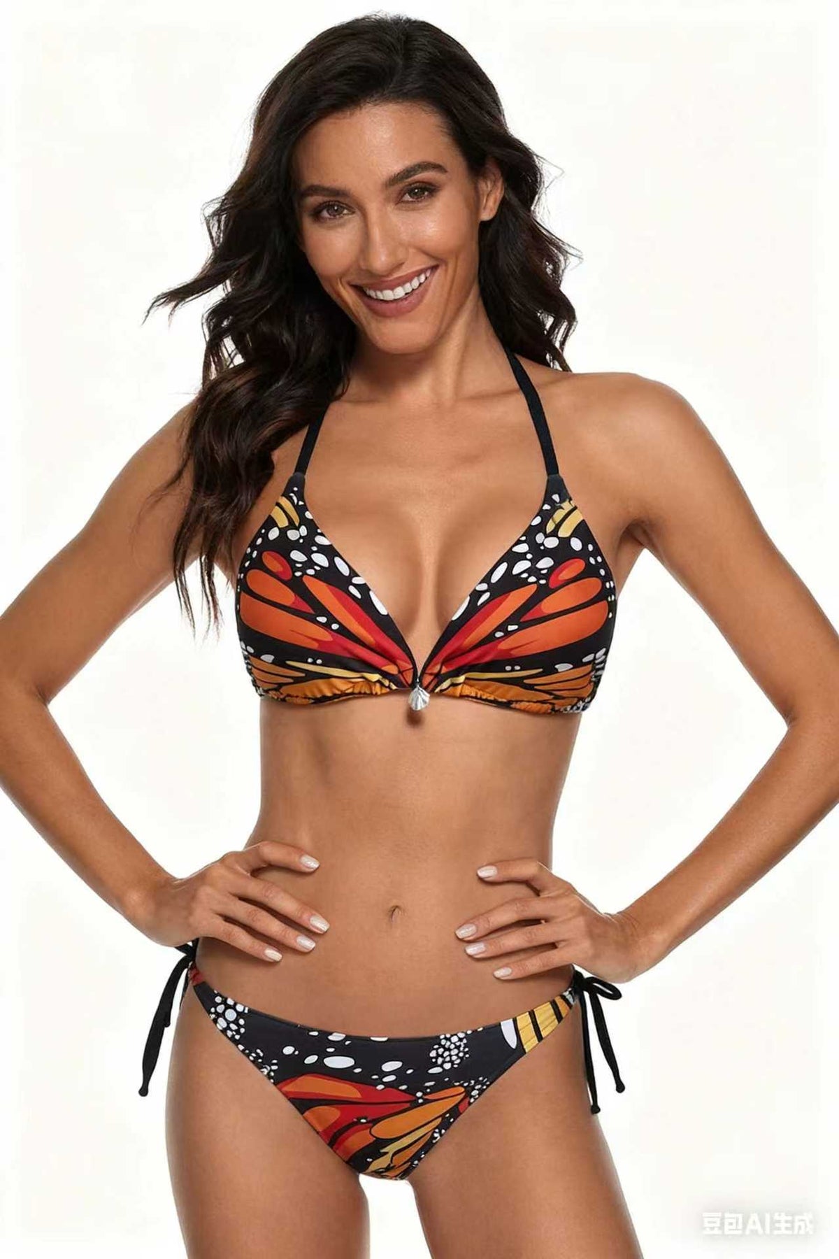 Butterfly Print Bikini 2026 New Creative Design Deep V Sexy Swimsuit Size M