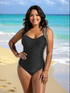 Plus Size Deep V-One Piece Swimsuit for Enhanced Curve Appeal Size 2XL