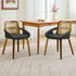 Set of 2 Rattan Back Dining Chairs, Black Faux Leather
