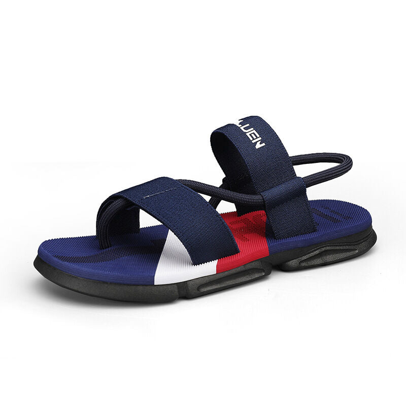 Men's 3-Color Convertible Sandals & Slippers, Outdoor Non-Slip EVA Thick-Sole Beach Shoes for Dual Wear(dark blue-38)