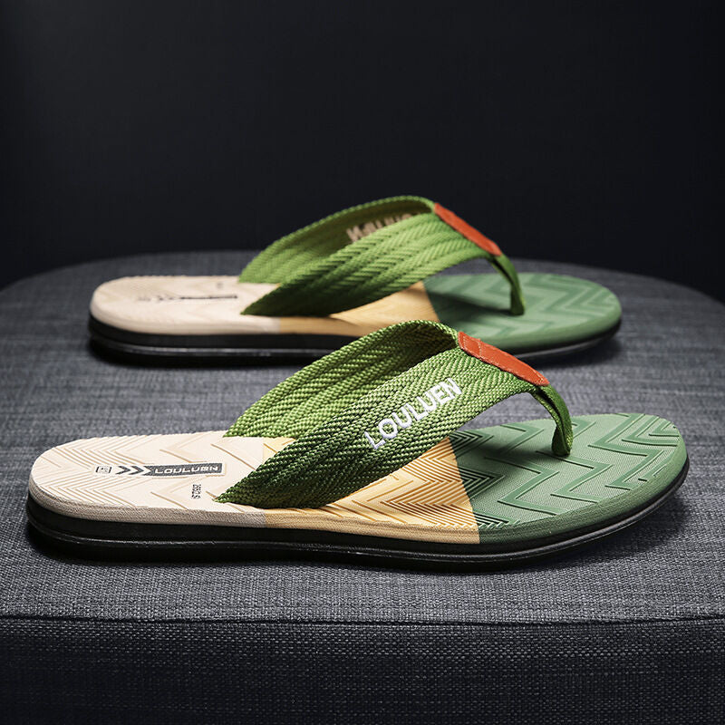 Men's Flip Flops with EVA-PVC Dual Sole, Green for Comfort & Style for Summer Beach & Daily Wear(44)