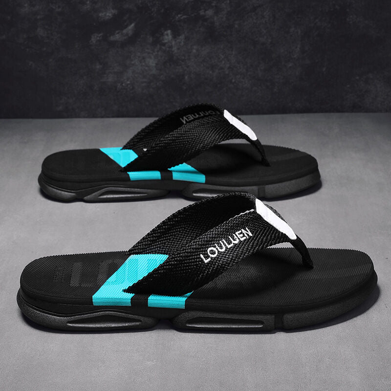 Men's Flip Flops: 4 Colors, EVA-PVC Blend, Comfort & Style for Summer Beach & Daily Wear(Black-green-43)