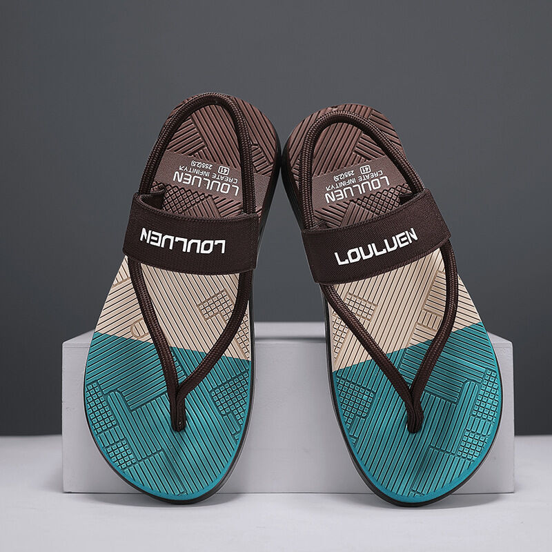 Men's Outdoor Non-Slip Sandals, EVA Lightweight Thick-Sole Beach Slippers for Casual &Sports(brown-43)