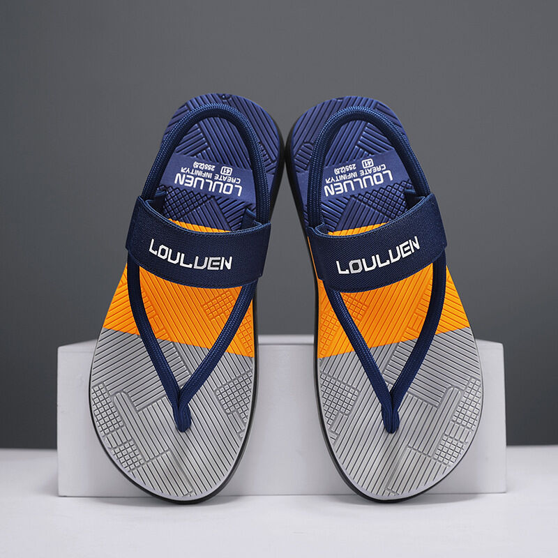 Men's Outdoor Non-Slip Sandals, EVA Lightweight Thick-Sole Beach Slippers for Casual & Sports(dark blue-44)