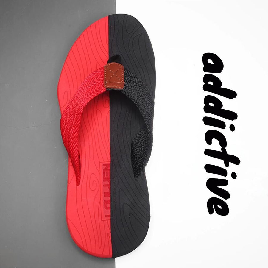 Men's Outdoor Non-Slip Flip Flops, 6 Colors EVA Lightweight Thick-Sole Beach Sandals for Casual & Sports(red and black-43)