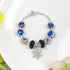 Rhinestone Blue Cat’s Eye Starry Glaze Beads Bracelet with Snowflake Pendant(20cm)