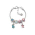 Rhinestone Star Alloy Bracelet with Mermaid & Turtle Charms Cute Pig & Glass Beads Jewelry(19cm)