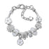 Alloy Bracelet with Rhinestone, Glass Beads & White Magnolia Pendant(21cm)