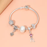 Constellation Heart Crystal Charm Bracelet(silver-toned,20cm)