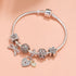 Hollow Out Crystal Flower Heart Bow Charm Bracelet(silver-toned,21cm)