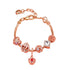 Hollow-out Rhinestone Heart Flower Charm Bracelet(rose gold,16cm)