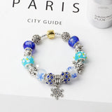 Christmas Snowman & Pine Tree Bead Bracelet with Snowflake Pendant Bracelet(20cm)