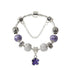 Vintage Alloy Charm Bracelet with Purple Flower Pendant, Crystal Beads(20cm)