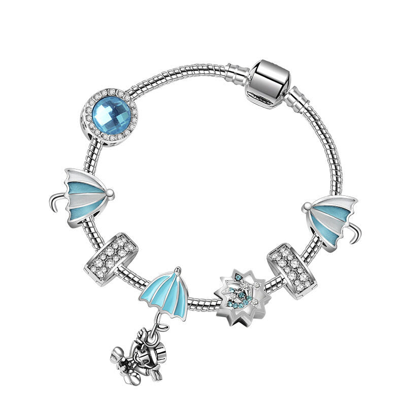 Anime Character Colorful Umbrella Alloy Charm Bracelet with Rhinestones(20cm)