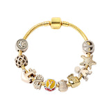 Golden Tropical Marine Life Anchor Money Bag Dollar Bead Bracelet(18cm)