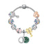 Rhinestone Inlaid Pastoral Style Butterfly Wreath Clover Pendant Bracelet(18cm)