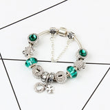 Charm Bracelet with Tortoise, Heart, Clover Pendant(Green,19cm)