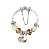 Crystal Bead & Tree of Life Pendant Bracelet with Rhinestones(20cm)