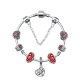 Red Zircon Beaded Christmas Tree Pendant Alloy Bracelet(18cm)