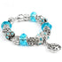 Vintage Crystal Zircon Beaded Bracelet with Hollow LOVE Alloy Pendant, Adjustable Snake Chain Bracelet(17cm+5cm)