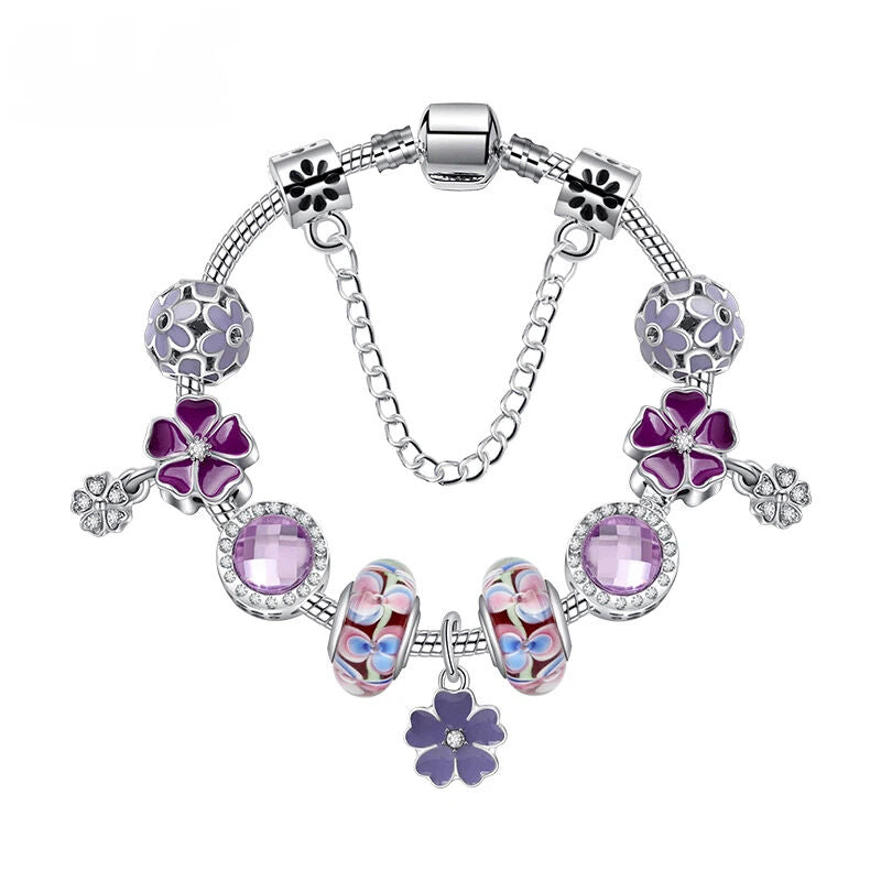 Combo Deal: Tortoise Bead, Purple Floral, Blue Starry Sky Bracelets - Mix & Match,Buy 2 for Better Price(double-20cm)