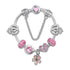 Rhinestone Heart & Crown Bead Bracelet,Fashion Sweet Jewelry for Women(pink-21cm)