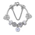 Rhinestone Heart & Crown Bead Bracelet,Fashion Sweet Jewelry for Women(silver-19cm)