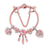 Rose Gold Bracelet with Pink Heart Charms & Crystal Rhinestones(19cm)