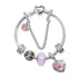Heart Charm Beaded Bracelet with Crystals(18cm)