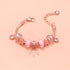 Rose Gold Charm Bracelet with Dreamcatcher & Bear Beads, Colorful Glass Beads Bracelet(19cm)