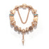 Rose Gold DIY Charm Bracelet with Crystal Heart, Clover & Key Pendant, Romantic Beaded Bracelet(19cm)