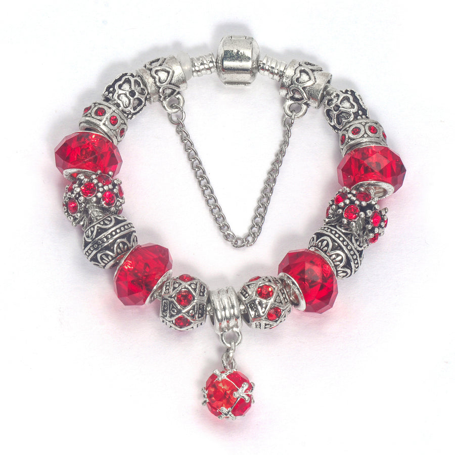 Ethnic Crystal Bead DIY Bracelet Red Alloy Electroplated Big Bead Bracelet(18cm)