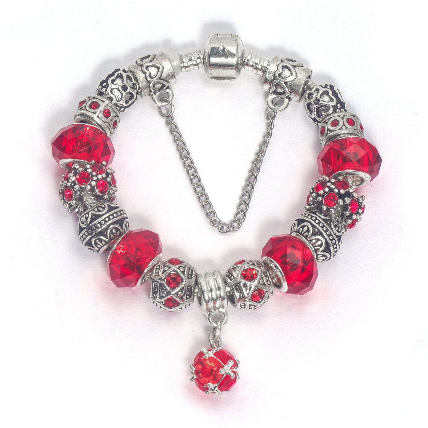 Ethnic Crystal Bead DIY Bracelet Red Alloy Electroplated Big Bead Bracelet(20cm)