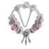 Rose Red Rhinestone Big Hole Beaded Bracelet, Alloy Electroplated(19cm)