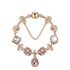Vintage Gold Bracelet with Crystal, Zircon & Floral Beads, Oval Zircon Pendant(19cm)