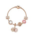 Glamorous Gold Bracelet with Rhinestones, Colorful Cubic Zirconia, Hollow Beads & Double-Disc Pendant(19cm)