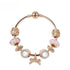 Glamorous Golden Bracelet with Rhinestone Glass, Zircon, Hollow Beads & Bow Pendant(18cm)