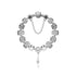 Stunning Rhinestone Charm Bracelet: Hollow Heart Beads + Crown Charms + Happy Key-Lock Pendant | Silver(18cm)