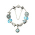 Blue Fashion Bracelet: Alloy Base with Rhinestones, Colored Glaze Beads & Resin Pendant(20cm)