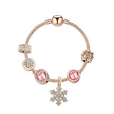 Snowflake Pendant Bracelet: Adorned with Rhinestones & Glass Beads(20cm)