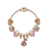 Gold Snake Pendant Bracelet: Rhinestone Resin, Zircon Butterfly & Beads(21cm)