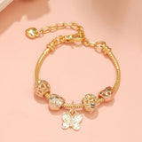 Hollow Beads Butterfly Heart Charm Bracele(yellow,16cm)