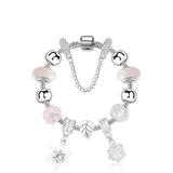 Women’s Rhinestone Cherry Blossom & Snowflake Pendant Bracelet(19cm)